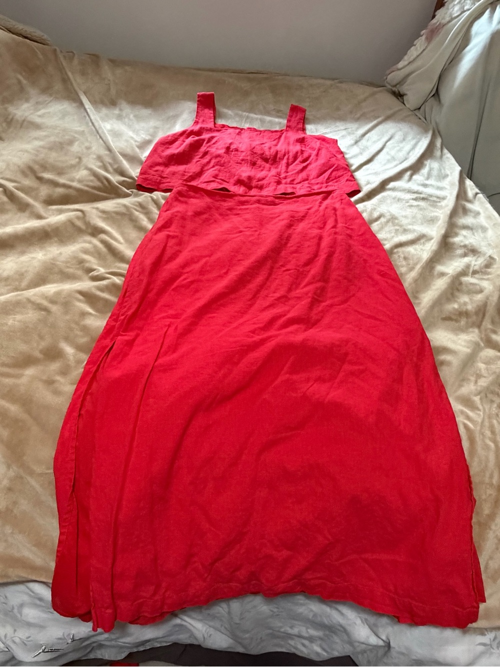 Gap Red Sleeveless Linen-Blend Skirt and Tank Set Women’s Medium